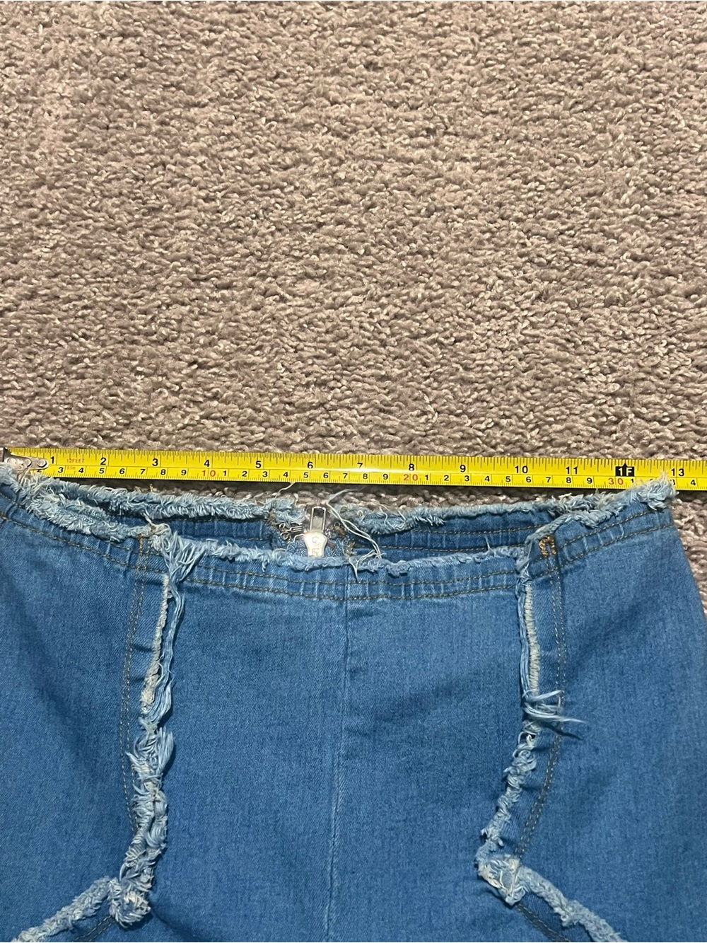 NWOT Fashion Nova Blue Distressed Denim Flare Pants Set - Picture 6 of 11